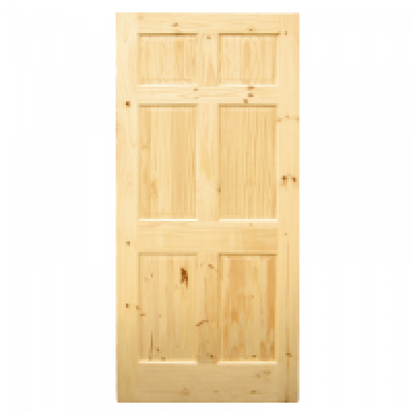 PUERTA PINO SOLIDA CON NUDOS 6TAB 0.90 X 2.07 M